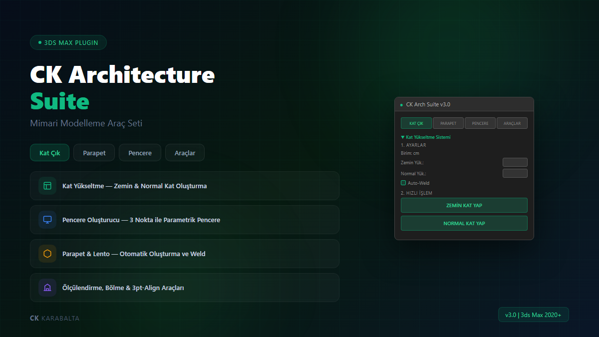 CK Architectural Suite - 3ds Max Hızlı Mimari Modelleme Scripti